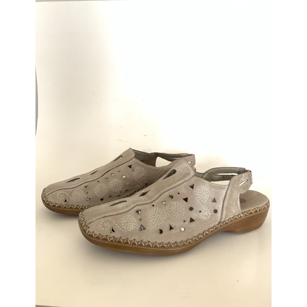 Remonte Women's Beige Leather Slingback Comfort Shoes Clogs EU 41 / US 10 - Picture 3 of 15